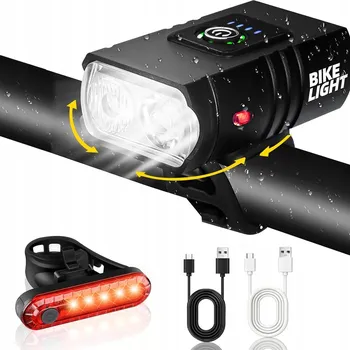 Cyklosvítilna PŘEDNÍ A ZADNÍ LED SVĚTLO NA KOLO, USB NABÍJECÍ, SADA SVĚTEL