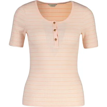 Dámské tričko TRIČKO GANT SLIM RIBBED SS HENLEY TOP APRICOT PINK