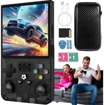 Herní konzole PŘENOSNÁ HERNÍ KONZOLE R36MAX PRO RETRO HRY 18000 HER 64GB LINUX ČERNÁ