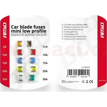 Autoelektrika sada plochých pojistek MINI nízkoprofilové (sada 10 ks)