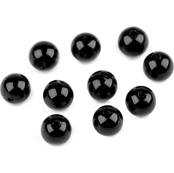 Plastové voskové korálky / perly Glance Ø10 mm, malé, F75 černá