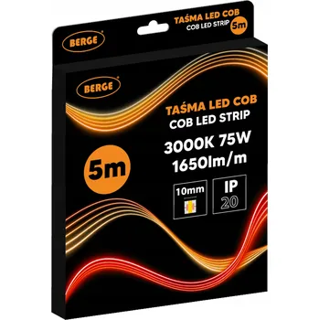 LED páska Taśma LED COB Neon 12V 5m 15W/m 528 diod 75W 3000K Teplá Silná 1650lm 10mm