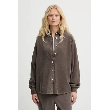 Pánská košile Bavlněná košile American Vintage PADO06A hnědá 98X, vel. M/L