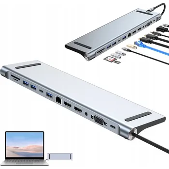 ADAPTÉR HUB DOKOVACÍ STANICE 12V1 USB-C HDMI 4K ČTEČKA SD KARET PRO MACBOOK LAPTOP