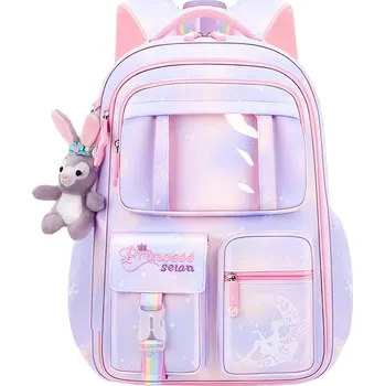 Outdoorové zavazadlo eCa PL159FIO Univerzální školní batoh RAINBOW s kapsami a maskotem, 35 l, fialová