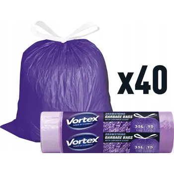Pytle na odpadky Vortex Sáčky na odpad HDPE 50x60 cm fialové 35 l / 15 ks (40×15 ks) levandule