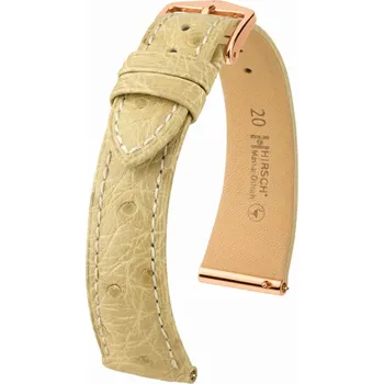 Řemínek na hodinky Kožený řemínek Hirsch Massai Ostrich 04262190-7, béžový, pštrosí kůže, Quick Release