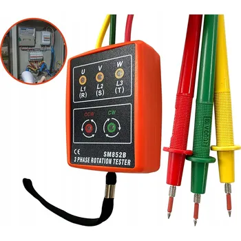 Bezpečnostní kamera MĚŘIČ SLEDU FÁZÍ ROTACE FÁZÍ FÁZOMĚR 3-FÁZOVÝ AC SM852B 60V~600V