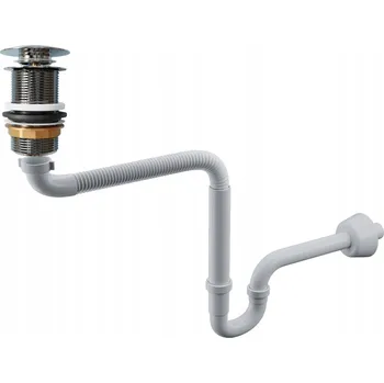 Sifon Zátka umyvadla bez přepadu klik-klak kulatý Garmand stříbrná