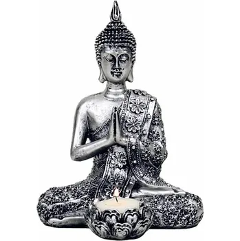 Buddha meditující thajská soška se stojánkem na čajovou svíčku 20,5 cm 20,5 cm