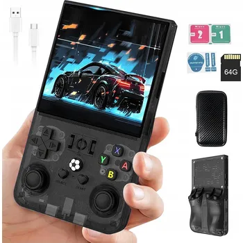 Herní konzole R36MAX RETRO HERNÍ KONZOLE MINI PŘENOSNÁ KONZOLE S 18000 HRY 64GB ČERNÁ
