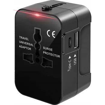 Cestovní adaptér Cestovní adaptér do zásuvky USA UK EU – univerzální, se 2 USB nabíječkami