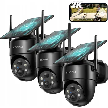 IP kamera EXTERNÍ SOLÁRNÍ OTOČNÁ WIFI KAMERA BEZDRÁTOVÁ 2K NOČNÍ ČERNÁ 3KS