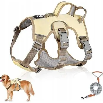 Postroj pro psa Postroj pro psa Nastavitelný s madlem a vodítkem 1,5m, velikost L, béžový