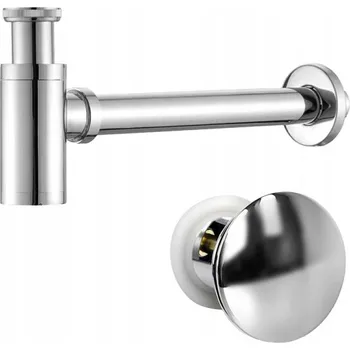 Sifon UMYVADLOVÝ SIFON KOVOVÝ MIKE-CH + ZÁTKA KLIK-KLAK S PŘEPADEM, CHROMOVÁ SADA