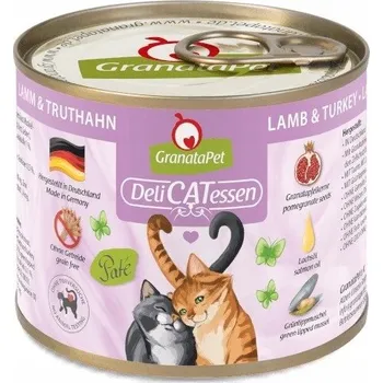 Krmivo pro kočku Mokré krmivo pro kočky Granatapet Delicatessen jehněčí a krůta 200 g