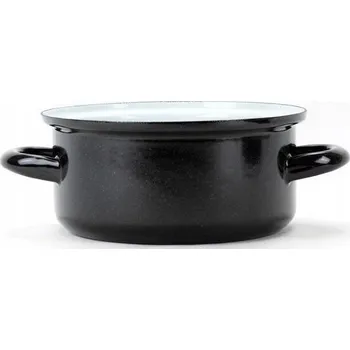 Hrnec HRNEC smaltovaný 5,75L 26cm BELIS Indukce plyn NÍZKÝ pevný ČERNOBÍLÝ