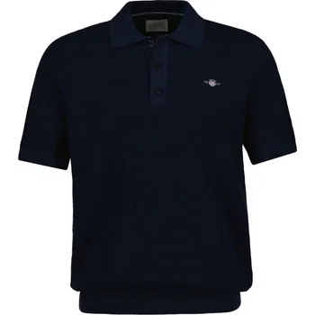 Pánský svetr SVETR GANT MICRO TEXTURED COTTON SS POLO EVENING BLUE