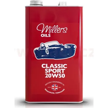 Motorový olej MILLERS OILS Classic Sport Pistoneeze 20W50, motorový polosyntetický, olej (v plechovém retro obalu) 5 l