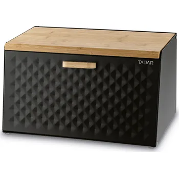 chlebník Ocelový chlebník s prkénkem na krájení TADAR GEOMETRIC WOOD