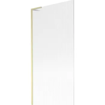 Vanová zástěna Mexen Next L, 1-křídlová vanová zástěna 90 x 150 cm, 6mm sklo s žebrovým vzorem, zlatý matný profil, 895-090-000-03-09-55