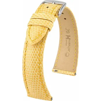Řemínek na hodinky Kožený řemínek Hirsch London 04266173-2, žlutý, ještěrčí kůže, Quick Release - 17 mm