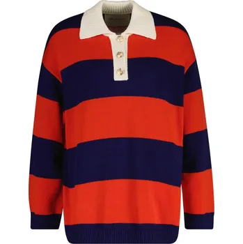 Dámský svetr SVETR GANT STRIPED COTTON RUGGER PERFECT RED