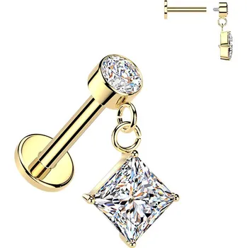 Piercing Šperky4U Zlacný piercing do ucha - labreta - LB1145-GD