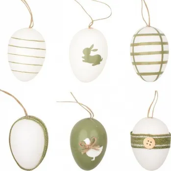 Velikonoční dekorace Plastová vajíčka na zavěšení - 6 cm - 6 ks - 9918