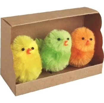 Velikonoční dekorace Velikonoční kuřátka v krabičce - 5 cm - 3 ks - 17148