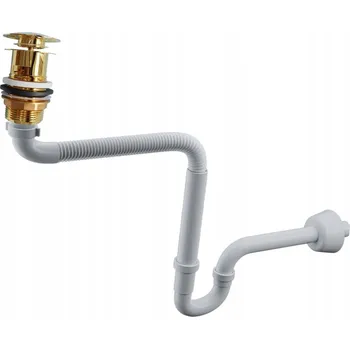 Sifon Umyvadlový sifon nástěnný klik klak velký s přepadem zlatý