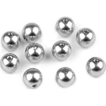 Plastové voskové korálky / perly Glance Ø10 mm, střední, F58 šedá světlá