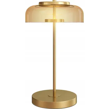 Lampička Stolní lampička s teplým LED světlem, kovová základna, skleněné stínidlo