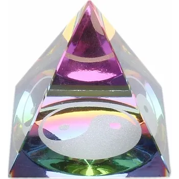 Pyramida pro Feng Shui malá z duhového křišťálu cca 3,7 x 3,7 cm