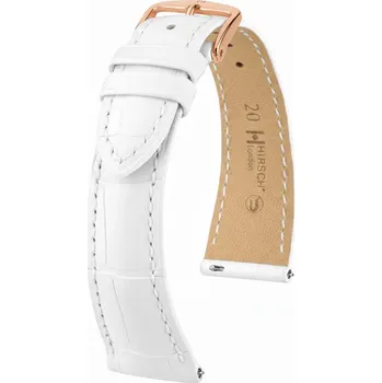 Řemínek na hodinky Kožený řemínek Hirsch London L 04307009-7, bílý, aligátoří kůže, délka L, Quick Release - 22 mm