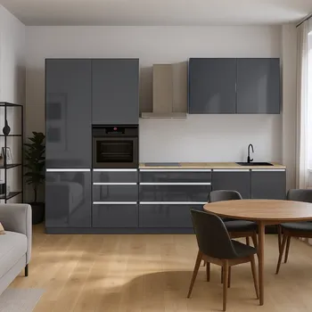 Kuchyňská linka Kuchyňská linka, 3,3 m, antracit extra vysoký lesk HG/antracit, ASTI 330