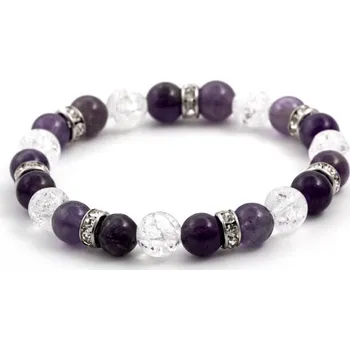 Náramek Korálkový náramek z ametystu a křišťálu MINK69 Agato / Délka: 17 cm