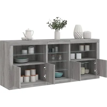 Příborník a kredenc zahrada-XL Příborník s LED osvětlením šedý sonoma 162 x 37 x 67 cm 3209035