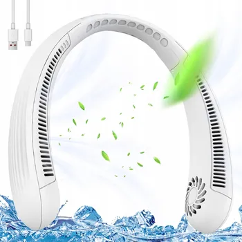 Domácí ventilátor Přenosný USB ventilátor na krk, bílý, s regulací výkonu