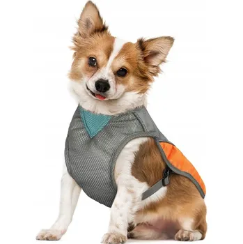 Obleček pro psa Chladicí vesta pro psa, síťovaná, na přezky, šedo-oranžová, velikost S