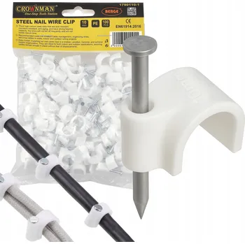 kabelová chránička Kabelové úchyty, háčky pro girlandy a kabely s hřebíčkem 10mm, 100 kusů, bílé