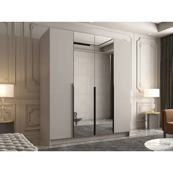 Šatní skříň MOB Šatní skříň Sezalos II (kašmír + černá) (se zrcadlem)