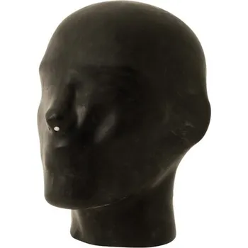 Erotická maska Kukla Mister B Thick Rubber Anatomical Hood Nose Only S–M, černá gumová kukla s otvory pro nos