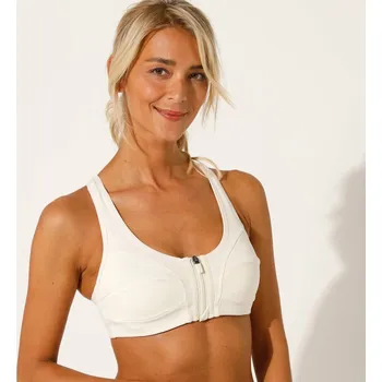 Podprsenka Blancheporte Sportovní podprsenka z mikrovlákna, vpředu zip, bez kostic slonová kost 100C