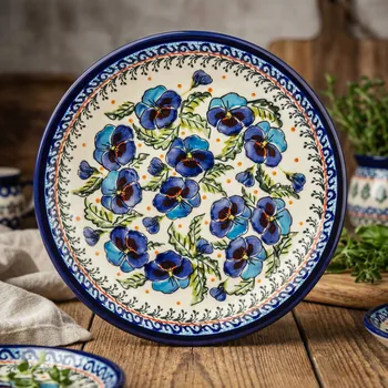 Talíř Keramický mělký obědový talíř Bolesławiec 24,5 cm - dek. 277 ART