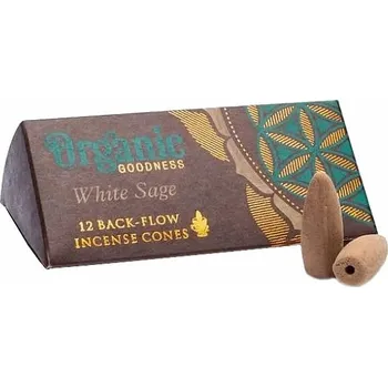 Čajovna Vonné kužely pro tekoucí dým Organic Goodness White Sage Backflow Cones 12 ks