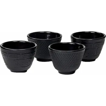 Konvice na čaj Sada čtyř litinových hrnků na čaj Tetsubin 4 x cca 4,6 x 6,5 cm