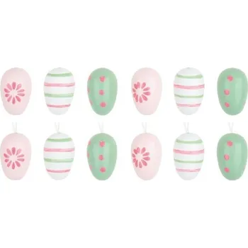 Velikonoční dekorace Dřevěné vajíčko na zavěšení - 3 cm - 12 ks - 7362