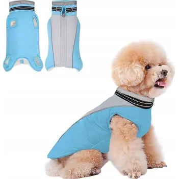 Obleček pro psa Zimní obleček bunda pro psa s reflexním pruhem, fleecová, XL, modrá