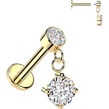 Piercing Šperky4U Zlacený piercing do ucha - labreta - LB1147-GD